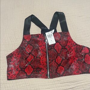 The Ragged Priest Red Snake Print Crop Top